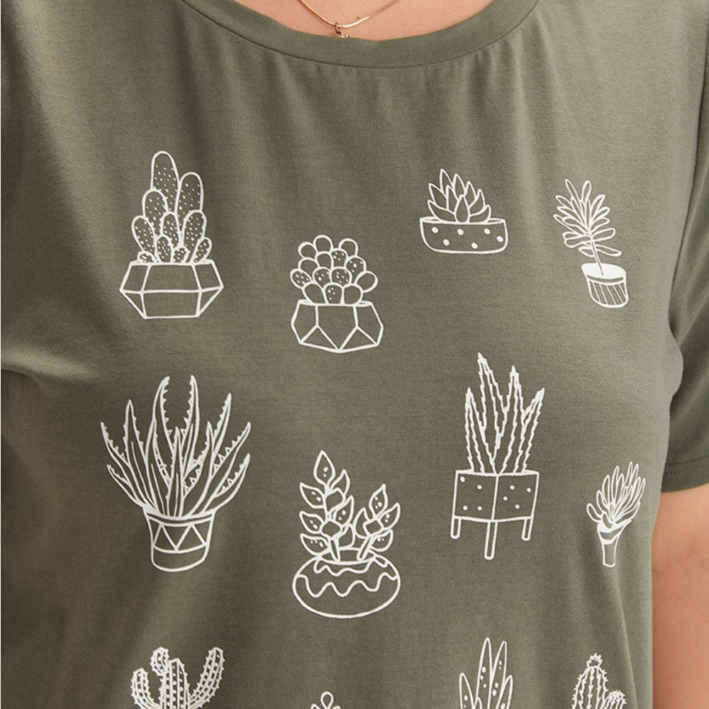 BLOOMCHIC CACTUS TSHIRT ARMY GREEN SIZE 14-16 NWT - Picture 2 of 11